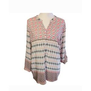 Grand & Greene Women's Size XL Blouse Top  Roll Tab Sleeve option Multicolor
